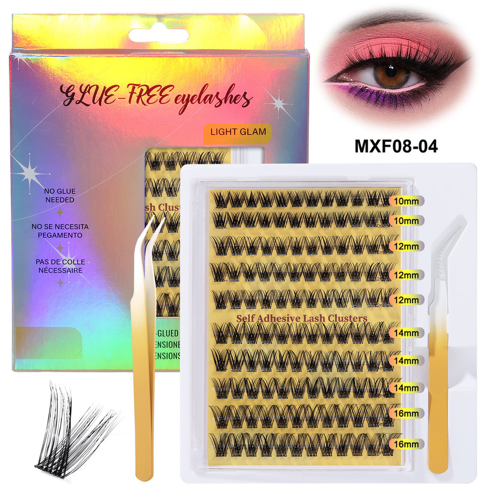 Premium european & american segmented glue-free false eyelashes - 10 rows of dense, self-adhesive, hard band lash extensions set - ready stock wholesale