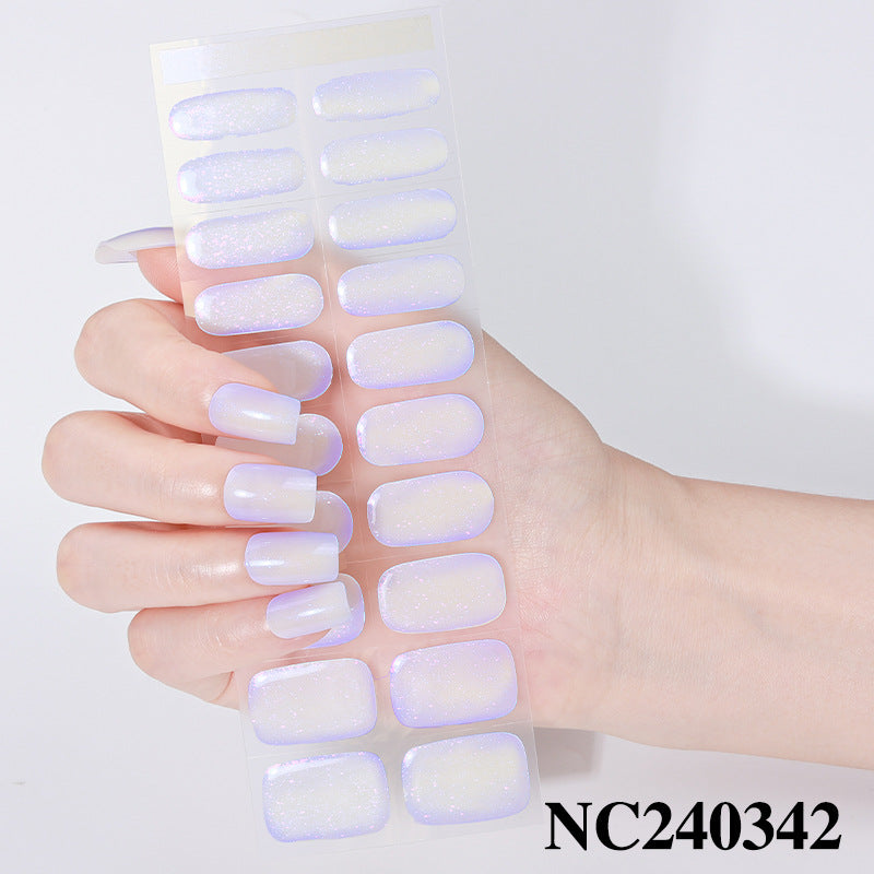 Zhengxiang custom gel nail stickers - waterproof, cross-border, european & american style, sparkling magic mirror powder, uv semi-cured nail stickers, gel nail