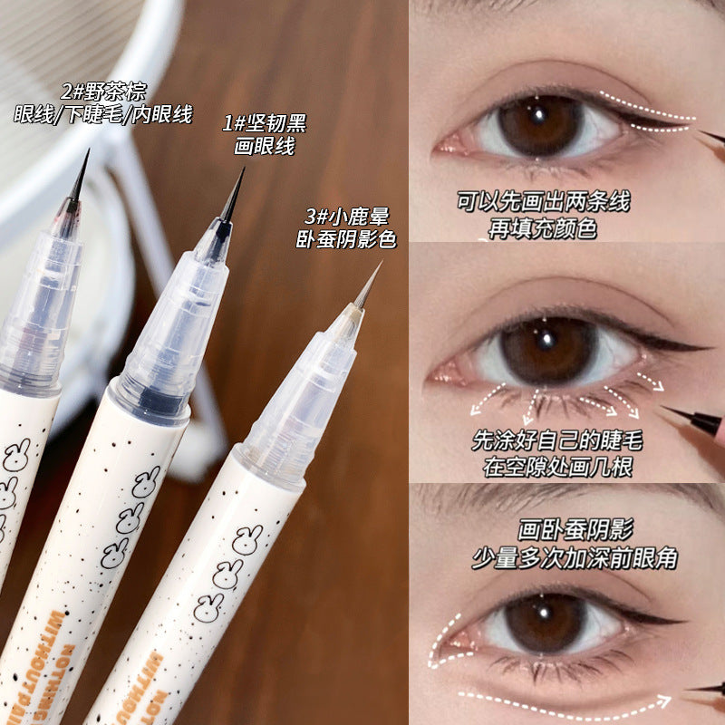 Xixi original ink rabbit velvet eyeliner ultra-fine tip waterproof smudge-proof definition for lower lashes and under-eye highlight