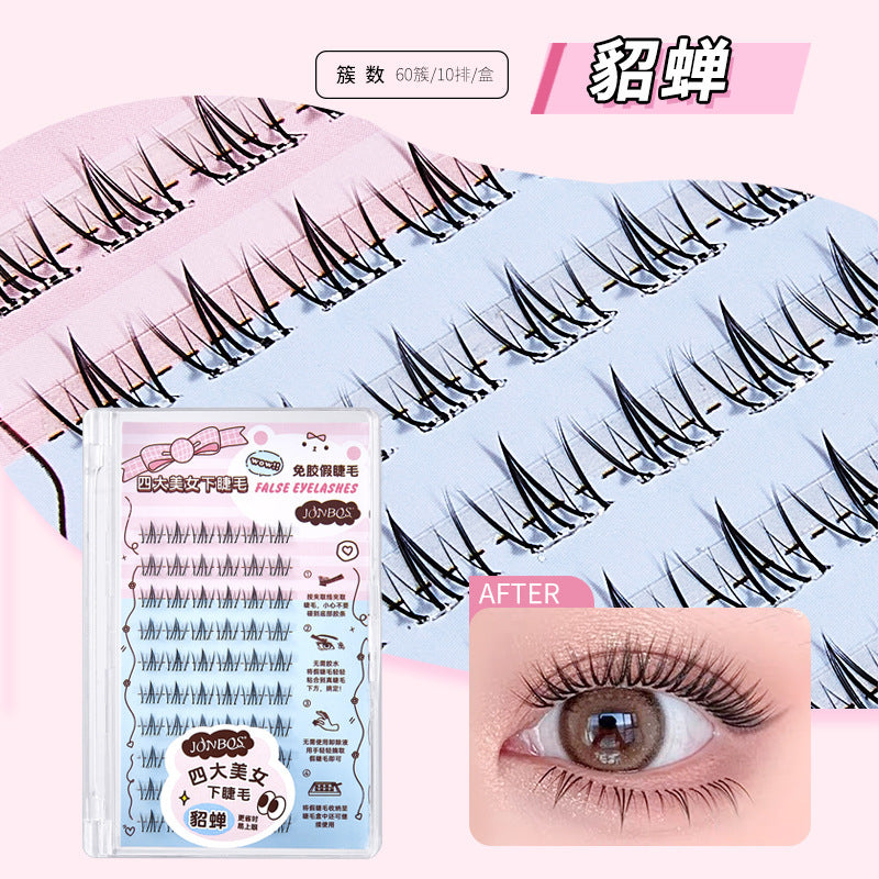 Jonbos four beauties self-adhesive glue-free underwater eyelashes zhaojun diao chan super nature mom born stemless fake eyelashes