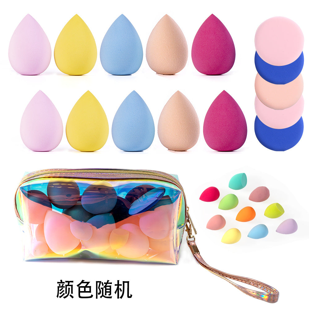 Beauty egg suit laser storage bag beauty egg powder puff dry and wet dual use colorful makeup egg sponge single combination