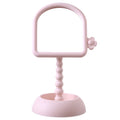 Plastic desktop pearl cosmetic mirror - rotatable square home mirror with storage for dorms and living spaces
