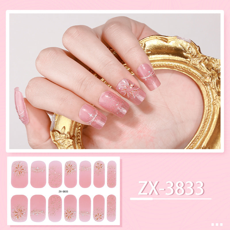 Zhengxiang factory customized japanese and korean nail art stickers hot stamping 5d epoxy imitation diamond starburst christmas nail stickers full stickers wholesale