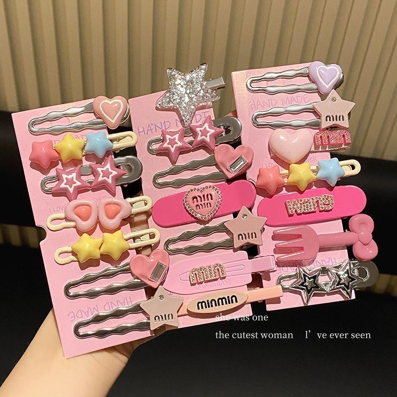 21-piece hair clip set: y2k sweet & cool dopamine metal rhinestone hair accessories for girls - cute hair clips, bang clips, and headbands