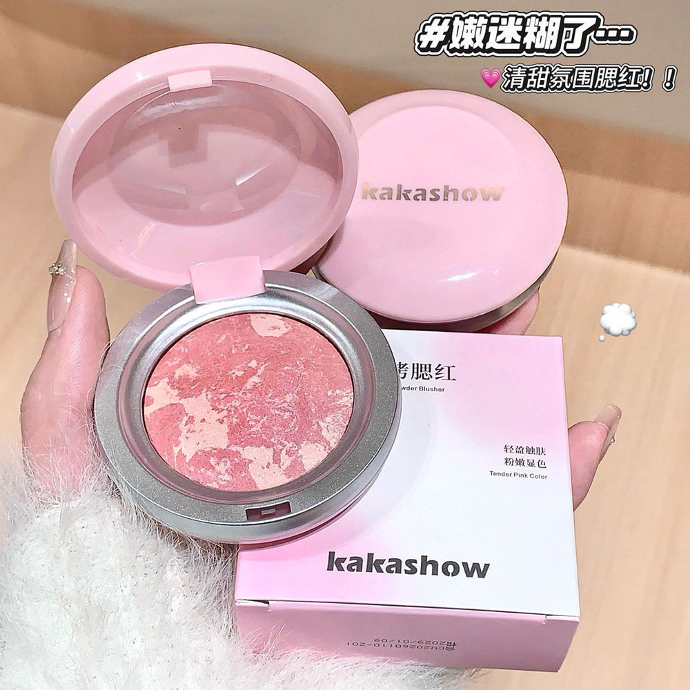 Makeup kakashow tipsy baking baked blush pearlescent fine shimmer korean style atmosphere to enhance complexion whitening rouge