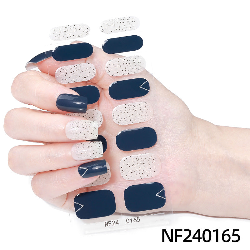 Zhengxiang customized gel manicure stickers gradient onion powder smudged ice transparent cross-border amazon french uv semi-baked nail stickers