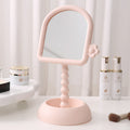 Plastic desktop pearl cosmetic mirror - rotatable square home mirror with storage for dorms and living spaces