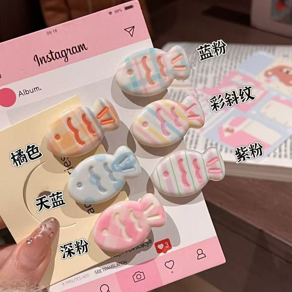 [6-piece set] girly sweet taiyaki small hair clip sweet cute side bangs hair clip girl cartoon