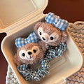 Cute duffy bear & shelliemay hair tie - red plaid hair rope - sweet & girly hair accessories for girls - trendy ins style
