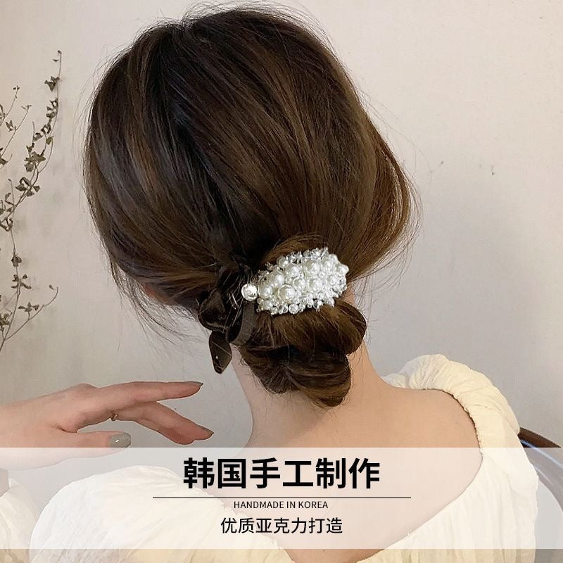 K-styleelegant pearl ball head clip hair clip women's back of head hairdressing handy gadget hair accessories headgear women's shark clip