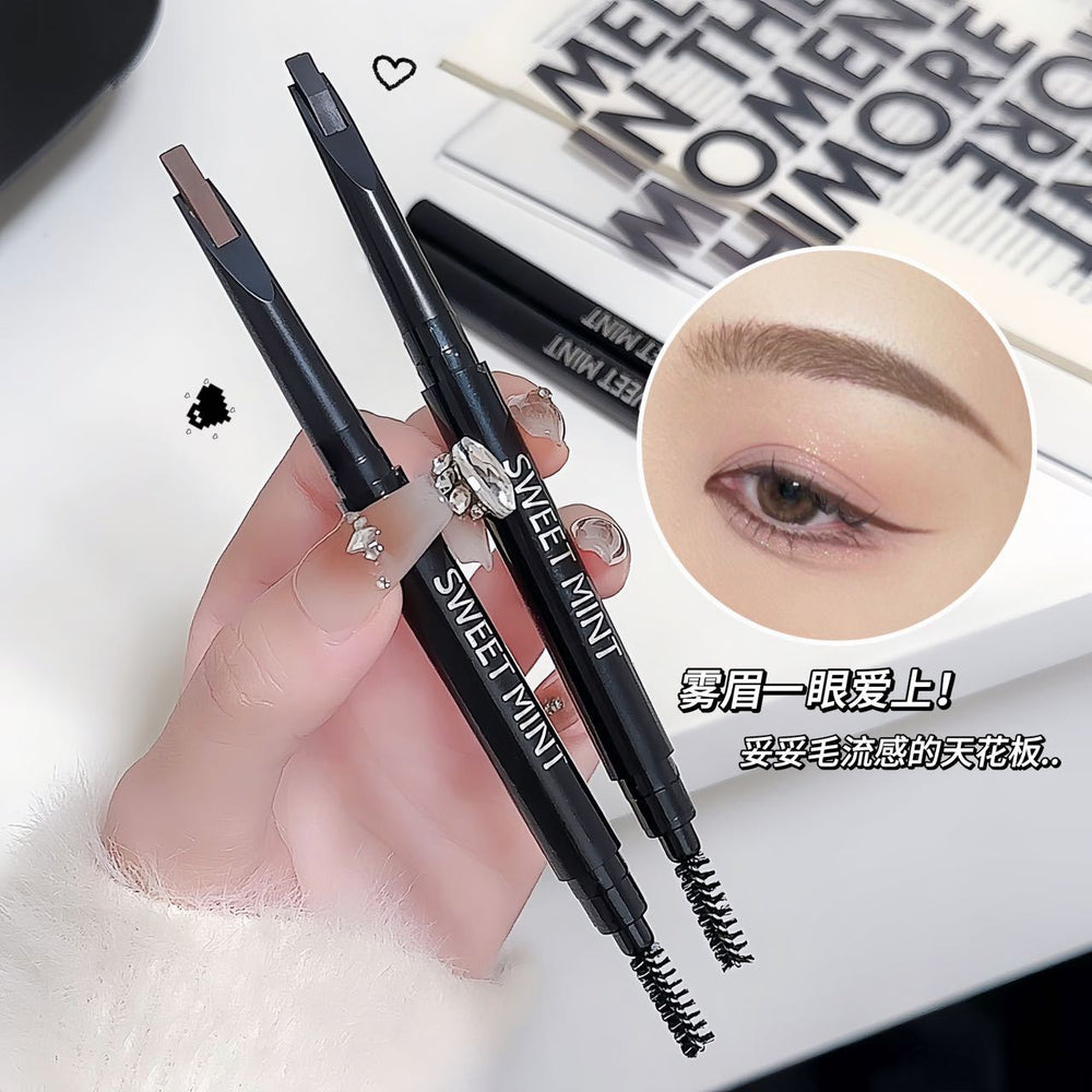Sweet mint ultra-fine dual-ended eyebrow pencil - waterproof, sweat-proof, long-lasting, smudge-proof, creates defined brows, perfect for beginners achieving natural, defined brows