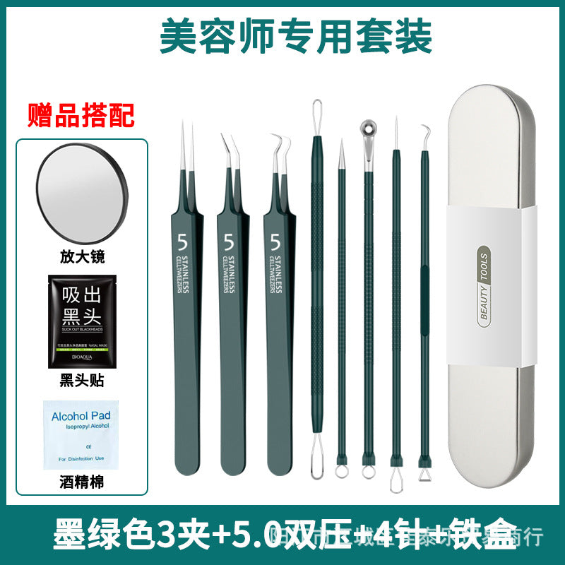 Factory direct stainless steel blackhead remover kit - includes blackhead extractor, pimple popper, and acne treatment tools