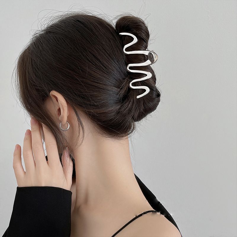 Wavy metal high ponytail gripper large clip headgear hairpin back of head hair shark clip hair gripper hair accessories for women