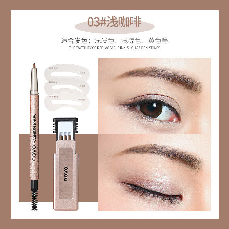 Novo precision sculpting automatic rotating eyebrow pencil - ultra-fine tip, long-lasting, waterproof, smudge-proof, dual-ended brow pen set