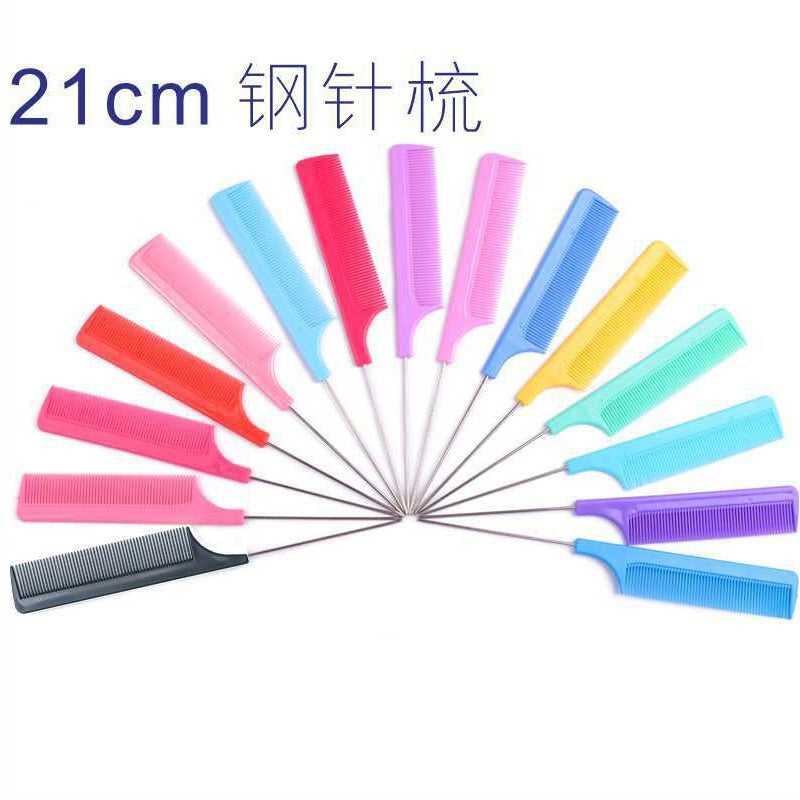 hot-selling 21cm hairdressing steel needle comb, pointed tail comb, plastic comb, pointed tail comb, hairdressing tools, spot wholesale