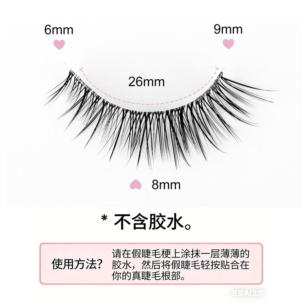 Southeast asian 3d clear band false eyelashes - natural look, japanese style, no-makeup, nude makeup, long and slim eyelashes - full strip