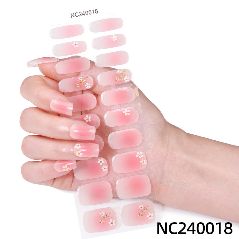 Baking lamp hardening uv second generation gel manicure stickers waterproof hot stamping korean cross-border semi-cured nail stickers personalized