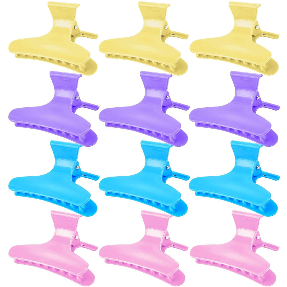 Amazon 12-piece butterfly clip non-slip styling claw hair clips for women and girls (multi-color) - hair styling tool for flyaways