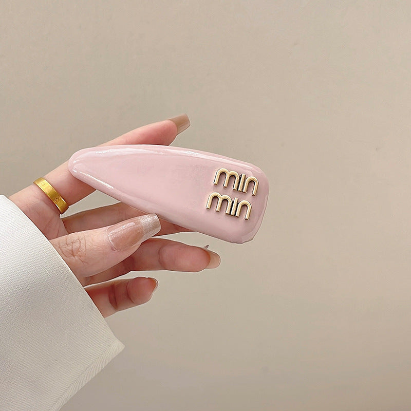 Ins blogger's same style classy leather forehead broken hair bread clip side bangs clip summercolorful bb clip for women