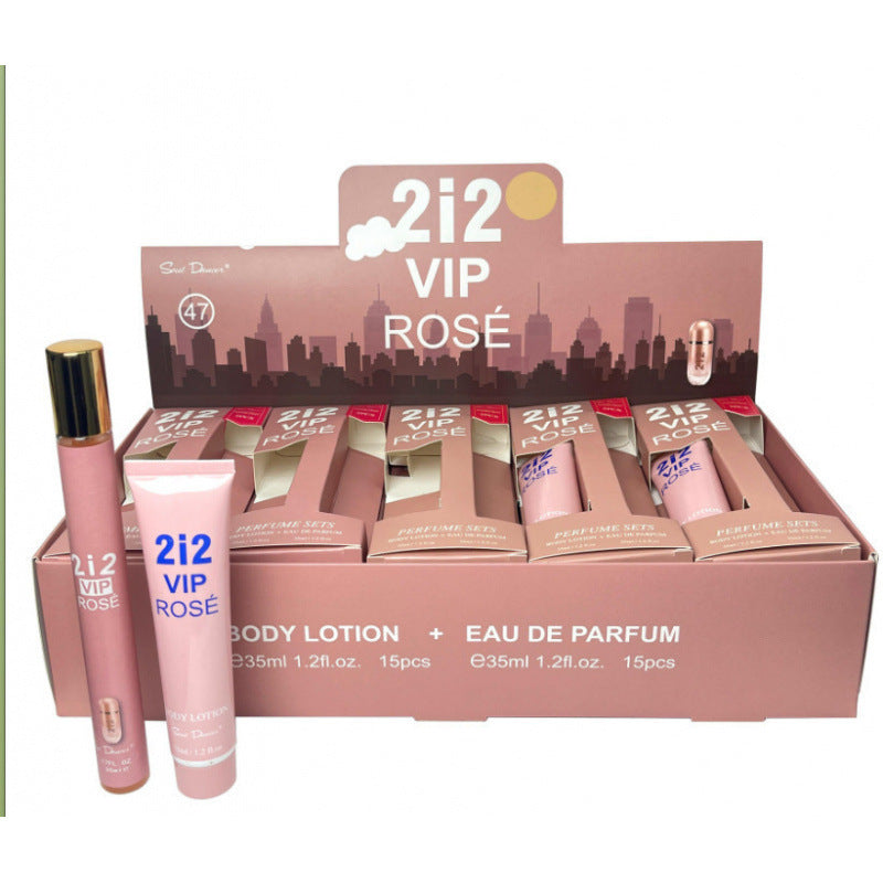 luxury perfume sample 35ml body lotion two-piece set, popular arabian women's perfume gift set