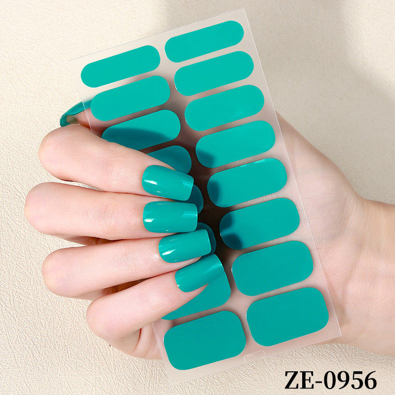European and american new solid color nail art stickers, full cover nail polish film, designer logo stickers, candy iridescent sweet style