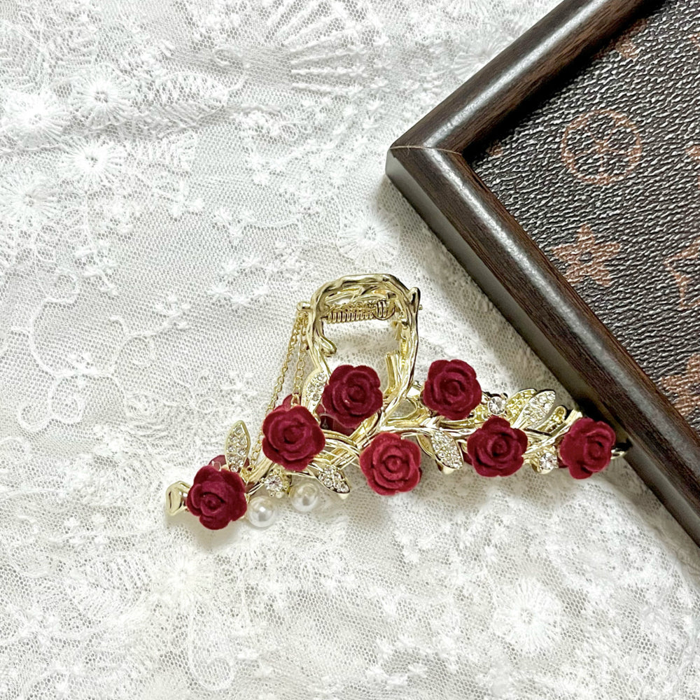 Ancient style classyelegant metal rose flower hair clip for women, back of head flower hair clip, shark clip, headwear