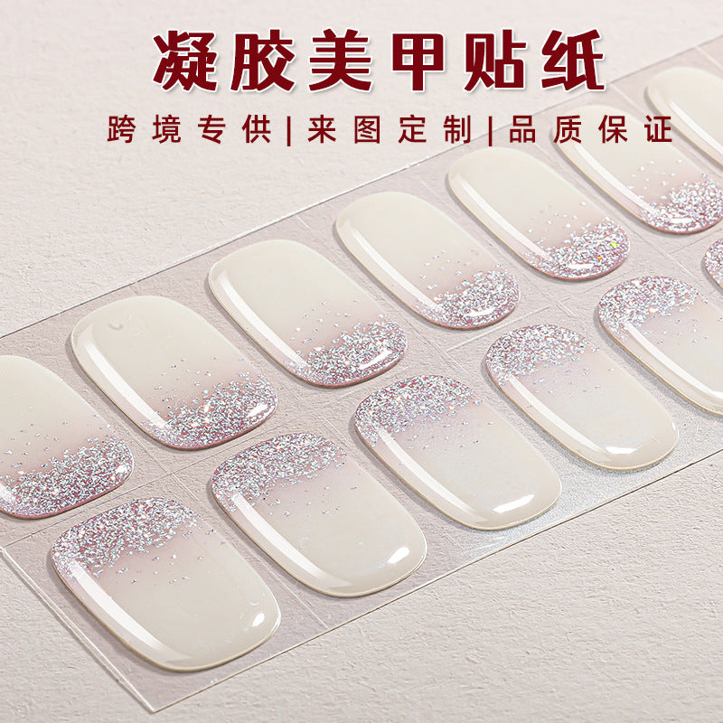 Zhengxiang custom gel nail stickers - waterproof french smudge, sparkle, uv semi-cured nail art stickers, cartoon designs