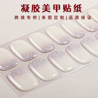 Zhengxiang custom gel nail stickers - waterproof french smudge, sparkle, uv semi-cured nail art stickers, cartoon designs
