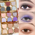 Makeup xixi working bear six-color eyeshadow palette cool diamond pink purple blue contrast color imitation makeup smoky eye makeup