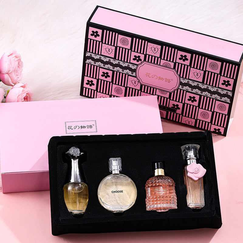 Flower story women's perfume four-piece set: true self encounter, long-lasting fragrance gift box - live stream hot seller, tk cross-border wholesale