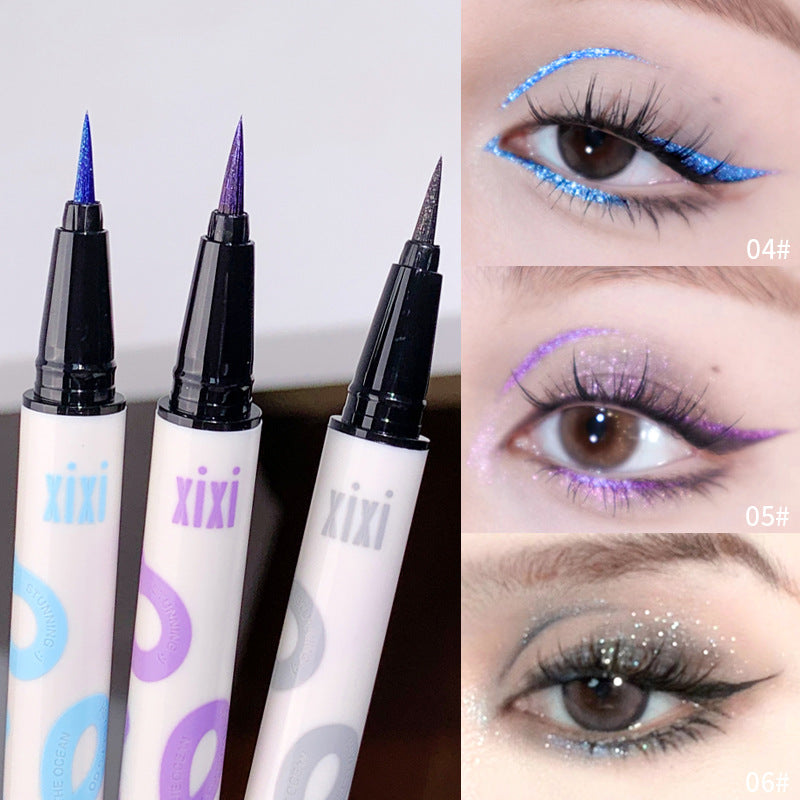 Makeup xixi metal diamond pearlescent eyeliner long-lasting waterproof not easy to smudge down to lying silkworm pen eyeliner pen