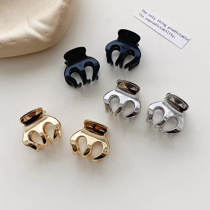 Classy cold style pumpkin metal hairpin korean elegant hair tie high ponytail ball head fixed gripper