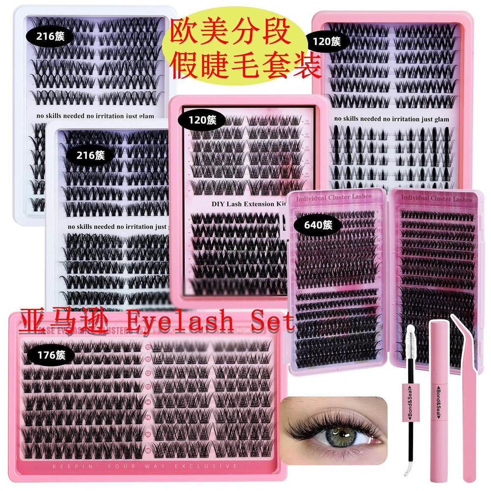 Carefully selected* cross-border eyelash book set 40p foreign trade segmented european and american thick extended false eyelashes lash cluster