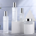 Custom cosmetic packaging glass bottle set: toner, serum, lotion bottles, 50g cream & moisturizer sample containers
