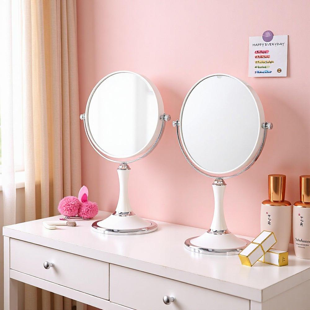 Desktop double-sided mirror - home bedroom magnifying mirror - dorm room mirror - plastic storage - household glass makeup mirror