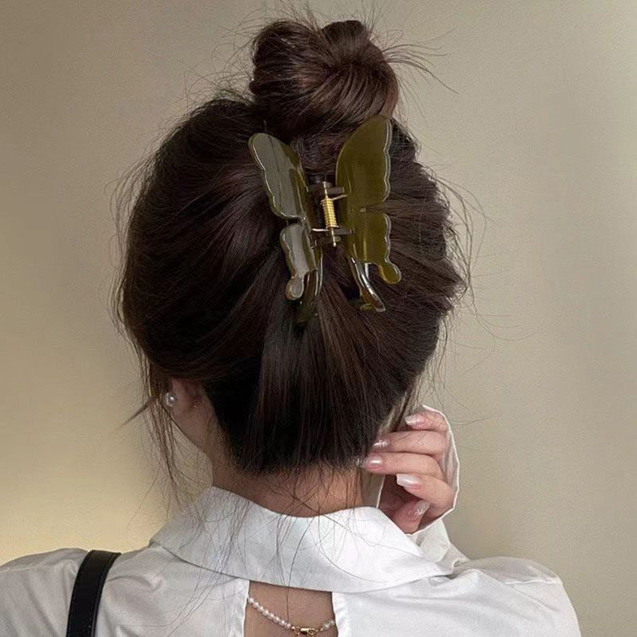 Minimalist korean style plastic hair clip - large butterfly claw clip for women's back of head - versatile shark clip - new 2024 collection