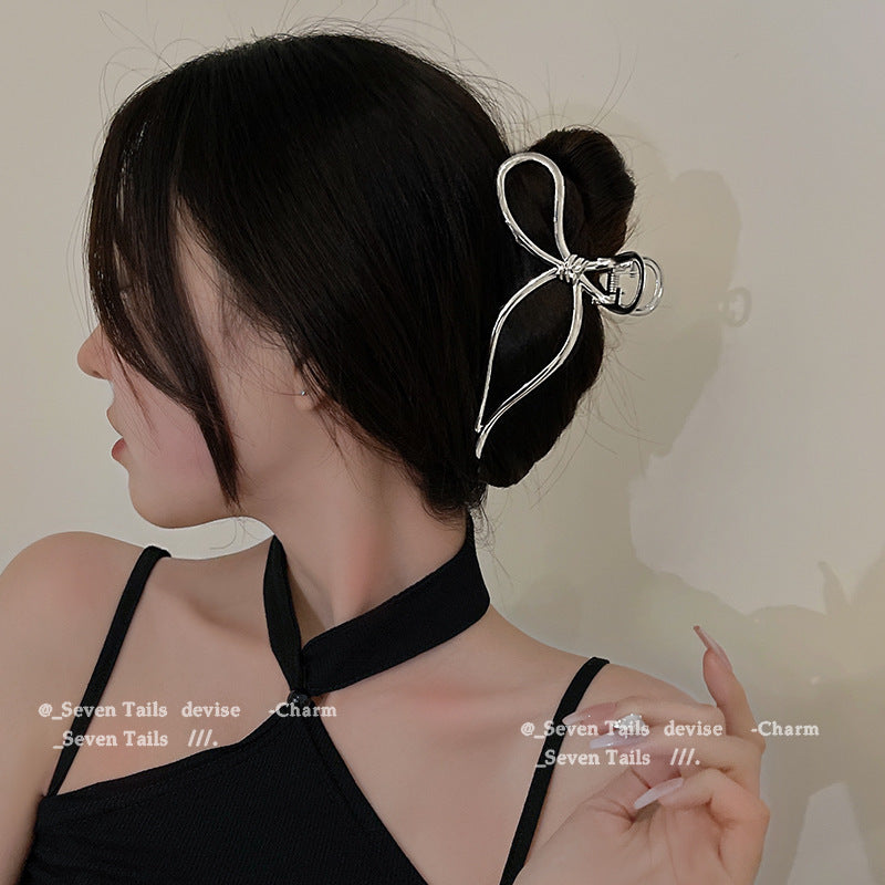 Bow tie elegant back of head women's clip large metal hair clip shark clip hair volume popular korean headwear