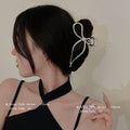 Bow tie elegant back of head women's clip large metal hair clip shark clip hair volume popular korean headwear