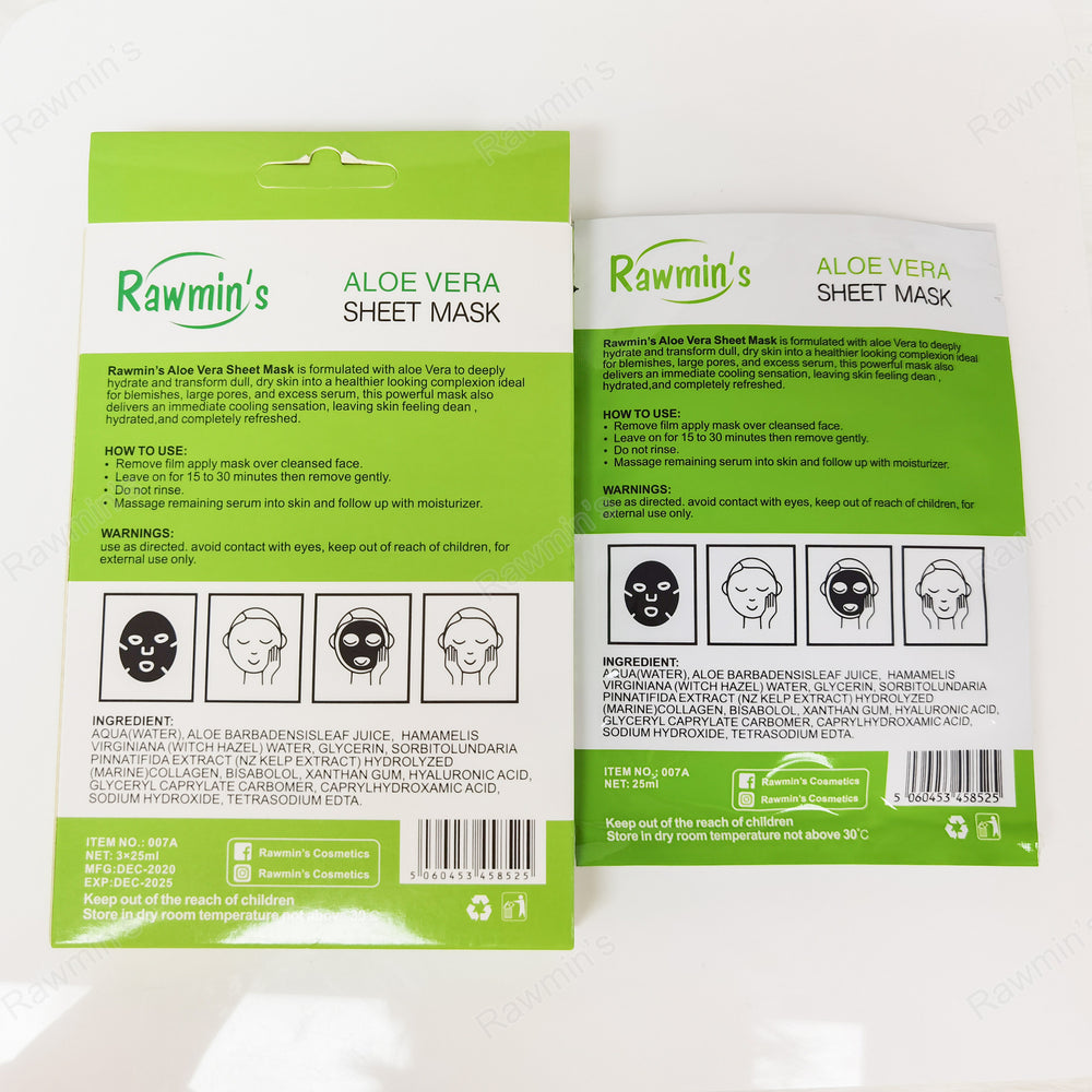exclusive aloe vera moisturizing, repairing, moisturizing silk mask patch, soothing and brightening facial mask, export wholesale and dropshipping