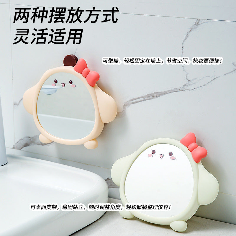 For homecute cosmetic mirror punch-free wall hanging dressing mirror bathroom dormitory plastic storage mirror home table