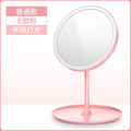 Led lighted makeup mirror, tri-color dimming, usb rechargeable, rotatable storage, girly plastic home glass mirror