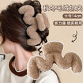 Fall and winterstuffed wavy hair clip on the back of the head casualelegant large furry gripper shark clip hairpin headwear wholesale