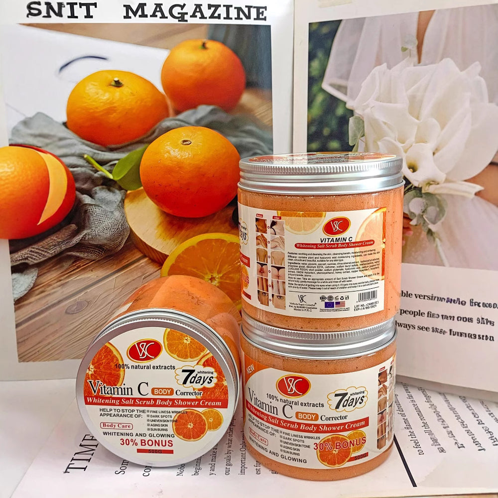 exclusive supply of vc vitamin c scrub wet salt 500g turmeric bath salt cleansing exfoliating bath foreign trade