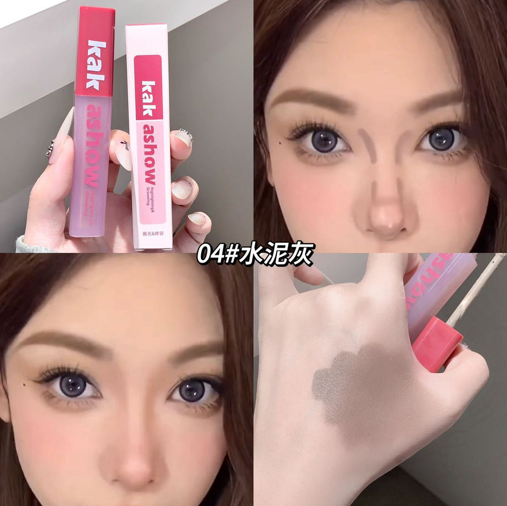 Kakashow sculpting & contouring liquid makeup - waterproof, 3d definition, nose shadow, highlight & brightening