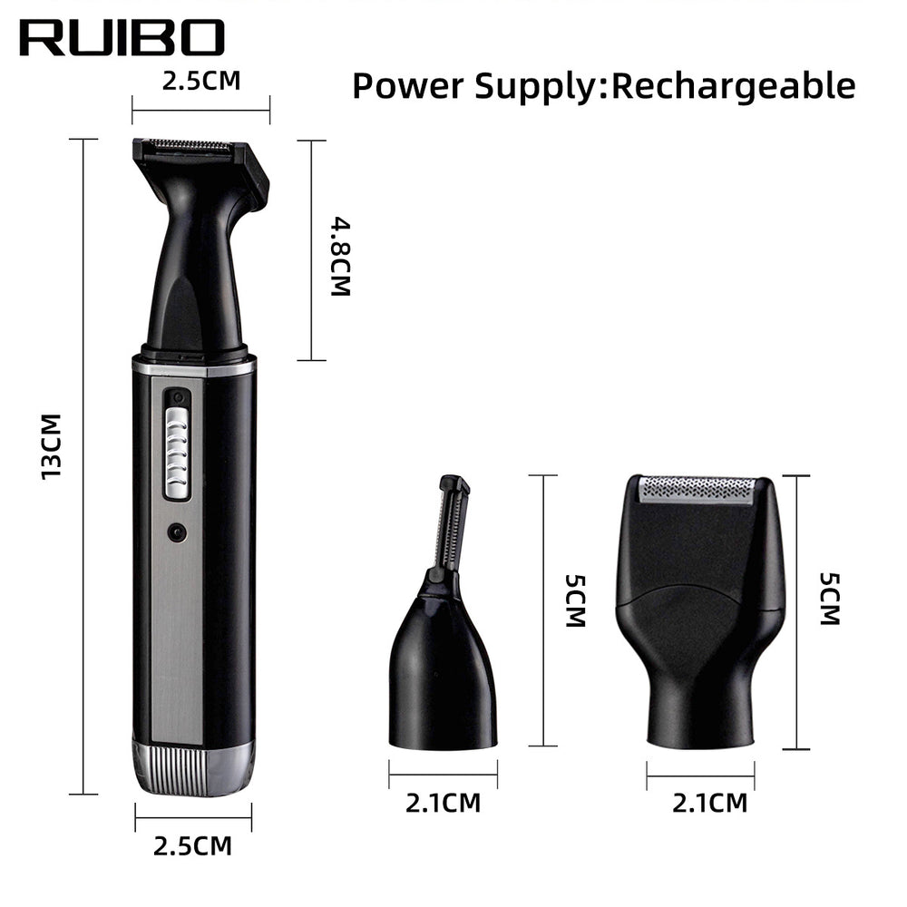 Multifunctional 4-in-1 electric shaver kit: nose hair trimmer, eyebrow razor, and facial hair grooming set