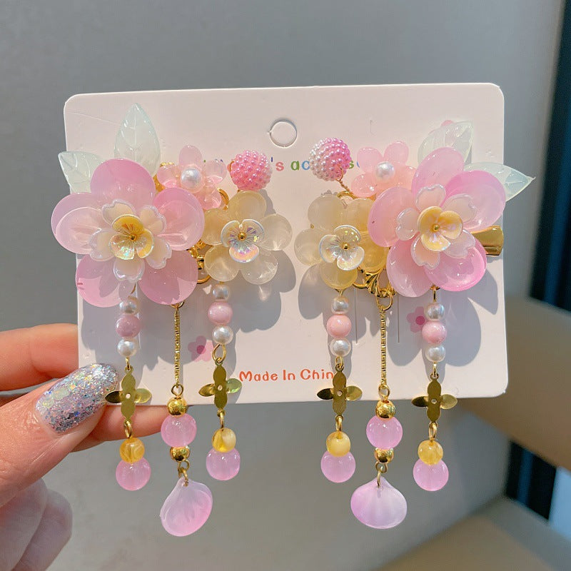 Ancient style hair accessories kidshan dynasty headwear girl ribbon hairpin chinese style costume little girl tassel step shake hairpin