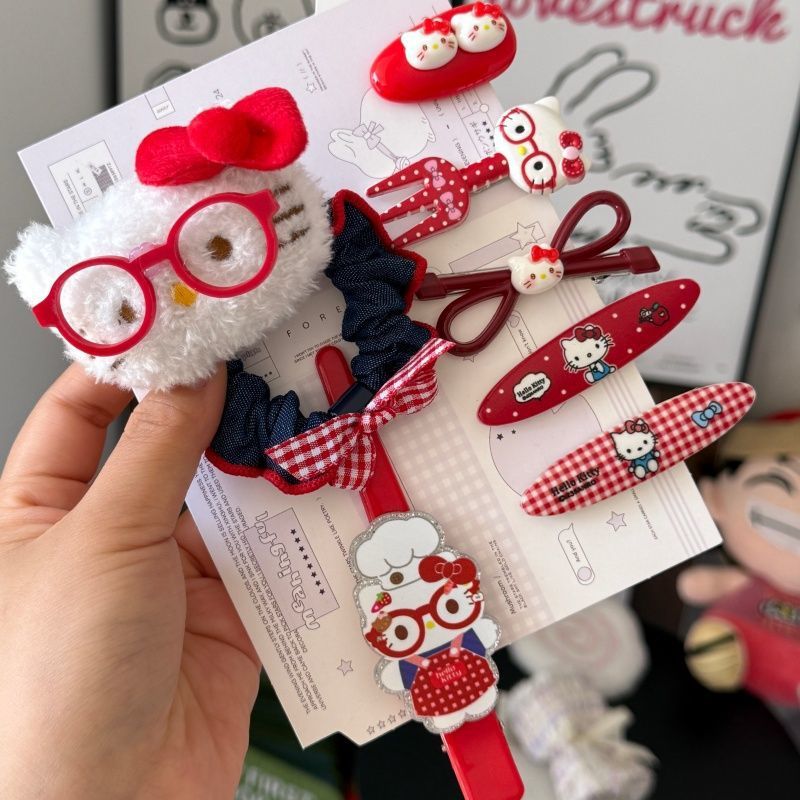 Cute apron glasses cartoon cat student clip duckbill clip makeup clip girl hairpin sweet girl hairpin hair accessories