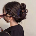 Classy brown pearl hairpin for women with thick hair on the back of the head easiest for match hair clip eleganceelegant hair accessories headwear