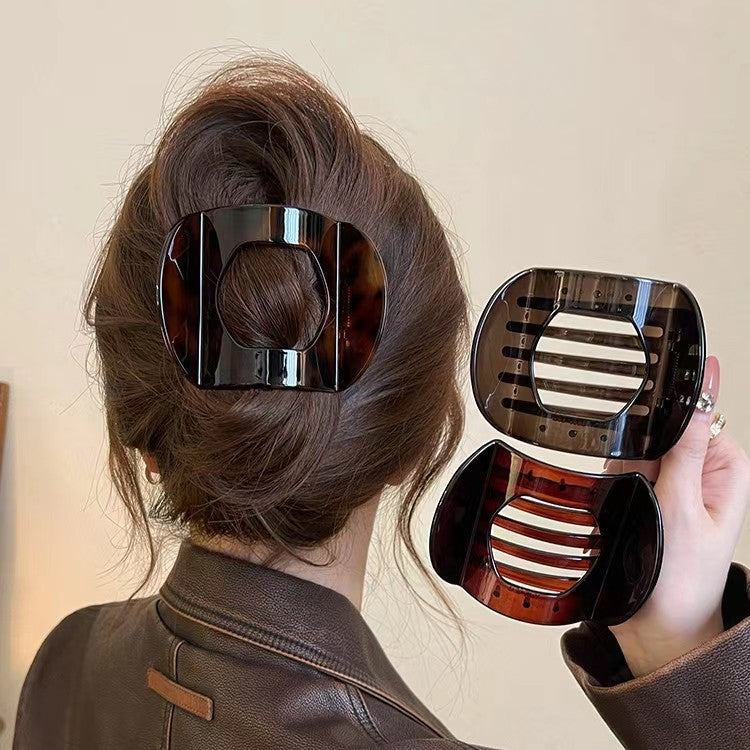 Lazy old money style gripper for women fall and winternew arrival enlarged and widened horizontal clip classy sense retro leopard print hair clip headwear
