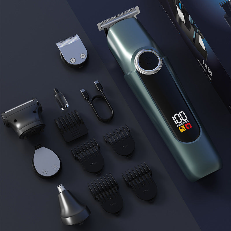 new arrival multifunctional five-in-one electric hairdresser digital display waterproof oil head engraving electric clipper suit